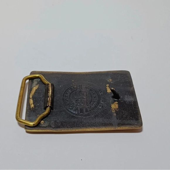 T2W Solid Brass Vintage Belt Buckle 1981 USA Helicopter Missles Military Logo - Picture 5 of 6